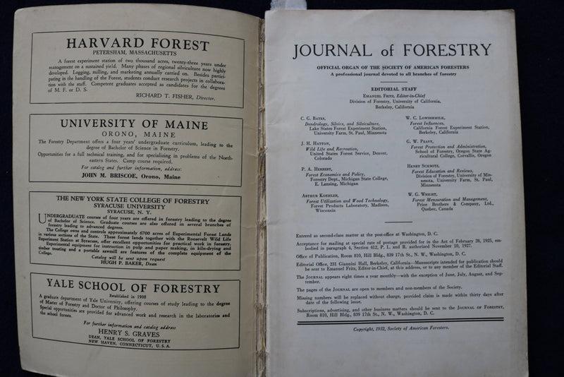 1932 JOURNAL OF FORESTRY SOFTCOVER BOOKS - LOT OF 2 - K 1471