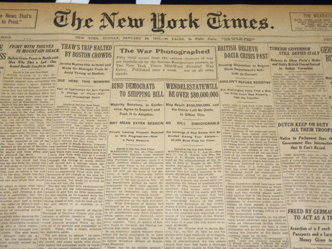 1915 JANUARY 24 NEW YORK TIMES - THAW'S TRIP HALTED BY BOSTON CROWDS - NT 7831