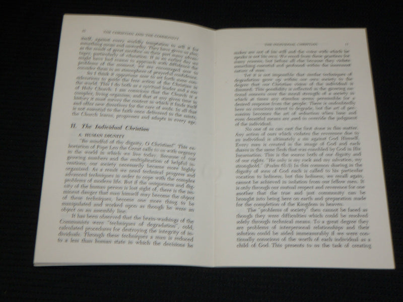 1960 THE CHRISTIAN AND THE COMMUNITY BOOK BY RICHARD CARDINAL CUSHING - J 6925