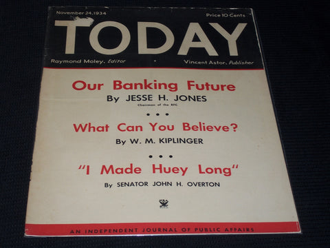 1934 NOVEMBER 10 TODAY MAGAZINE - BANKING FUTURE FRONT COVER - E 5991
