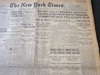 1919 FEB 4 NEW YORK TIMES - WILSON TELLS FRANCE IS YET FRONTIER FREEDOM- NT 6196