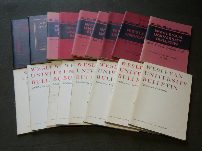 1944-1965 WESLEYAN UNIVERSITY BULLETIN LOT OF 18- MIDDLETOWN CONNECTICUT- WR 243