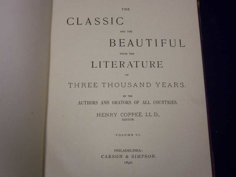 1896 THE CLASSIC & THE BEAUTIFUL FROM LITERATURE COPPEE LOT OF 6 VOLUMES- KD 794