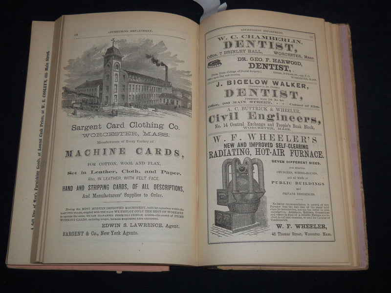 1870 WORCESTER DIRECTORY BY HENRY J. HOWLAND - MAP - KD 81T