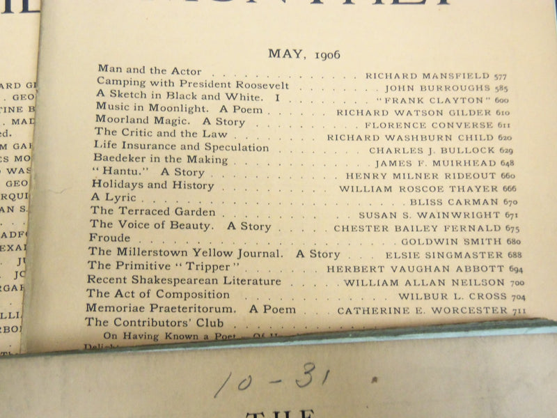 1906 THE ATLANTIC MONTHLY MAGAZINE LOT OF 10 - NICE STORIES & ARTICLES - WR 334