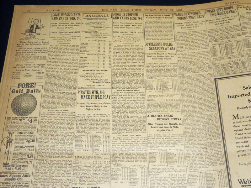 1923 JULY 20 NEW YORK TIMES - MAUGHAN FORCED TO QUIT IN WYOMING - NT 7759