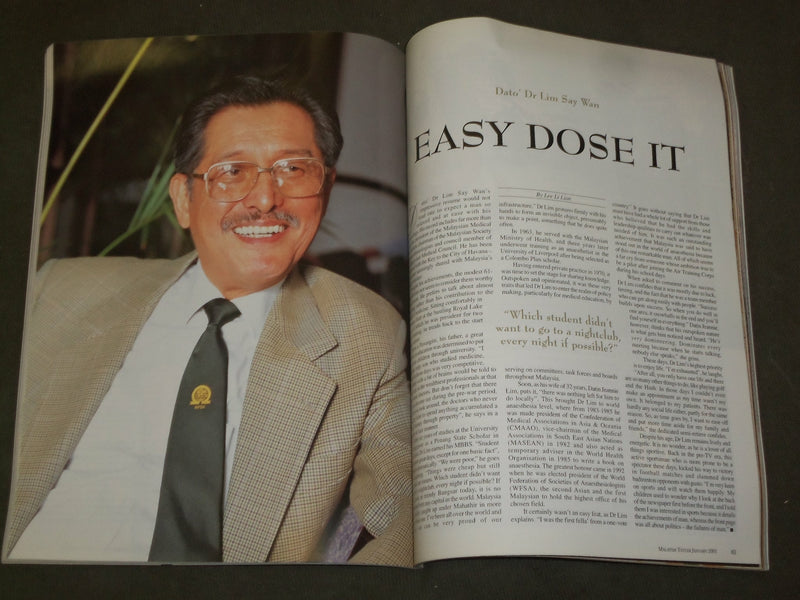 2001 JAN MALAYSIA TATLER MAGAZINE - NICE COVER, PHOTOS, ARTICLES & ADS - B 5086