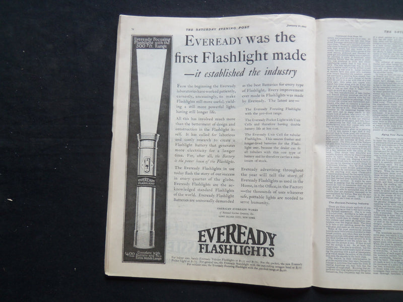 1922 JANUARY 21 THE SATURDAY EVENING POST MAGAZINE - ILLUSTRATED COVER - SP 1131