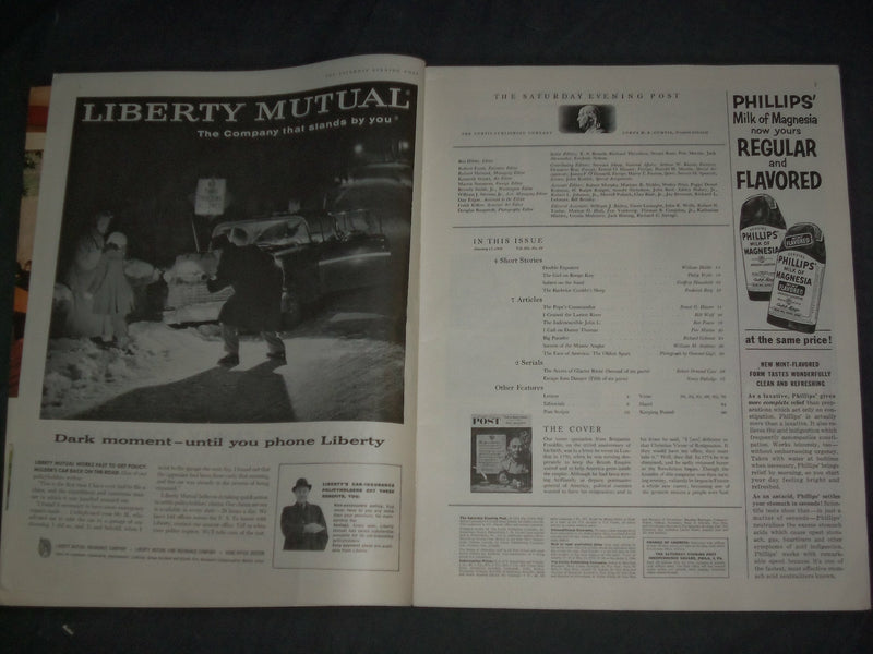 1959 JANUARY 17 THE SATURDAY EVENING POST MAGAZINE - ILLUSTRATED COVER- SP 2481N