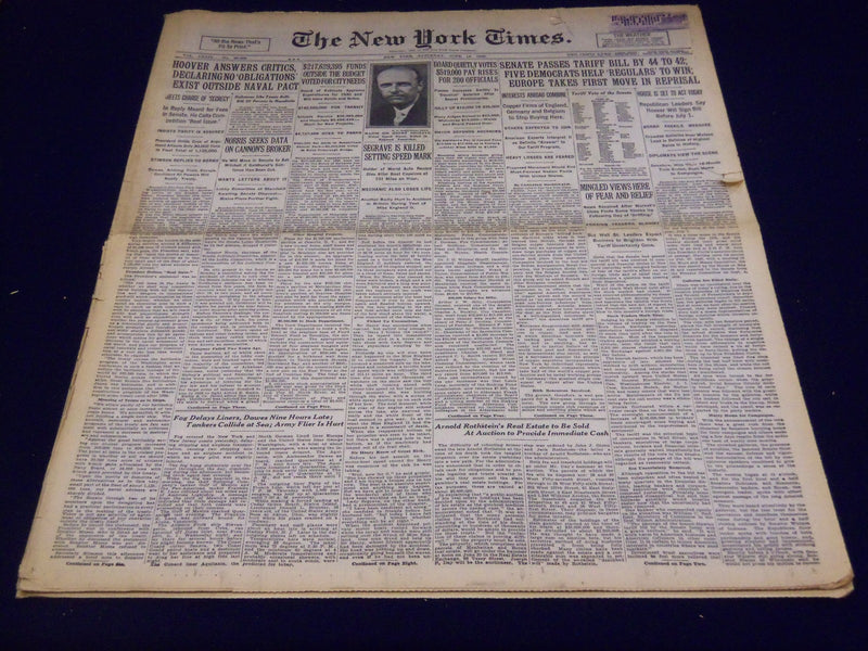 1930 JUNE 14 NEW YORK TIMES - SEGRAVE IS KILLED SETTING SPEED MARK - NT 1564