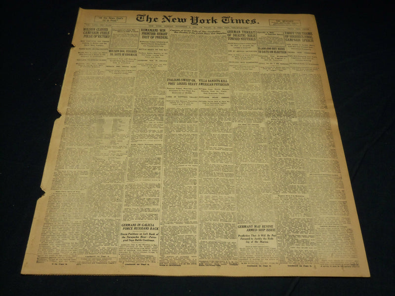 1916 NOVEMBER 5 NEW YORK TIMES - WILSON FEELS PULSE OF VICTORY - NT 7684