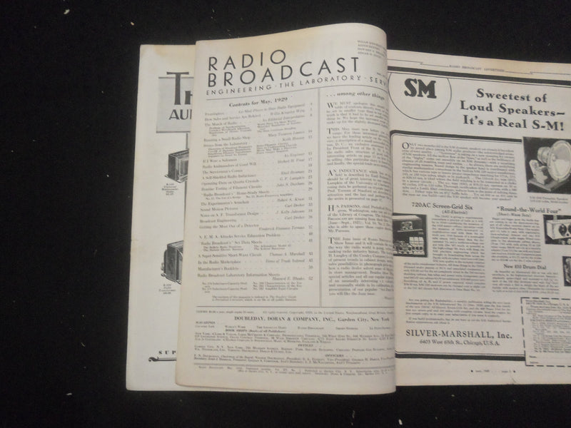 1929 MAY RADIO BROADCAST MAGAZINE - NICE COVER, ARTICLES & PHOTOS - B 434S