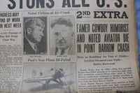 1935 AUGUST 16 PEORIA EVENING STAR NEWSPAPER - POST AND ROGERS KILLED - NP 9224