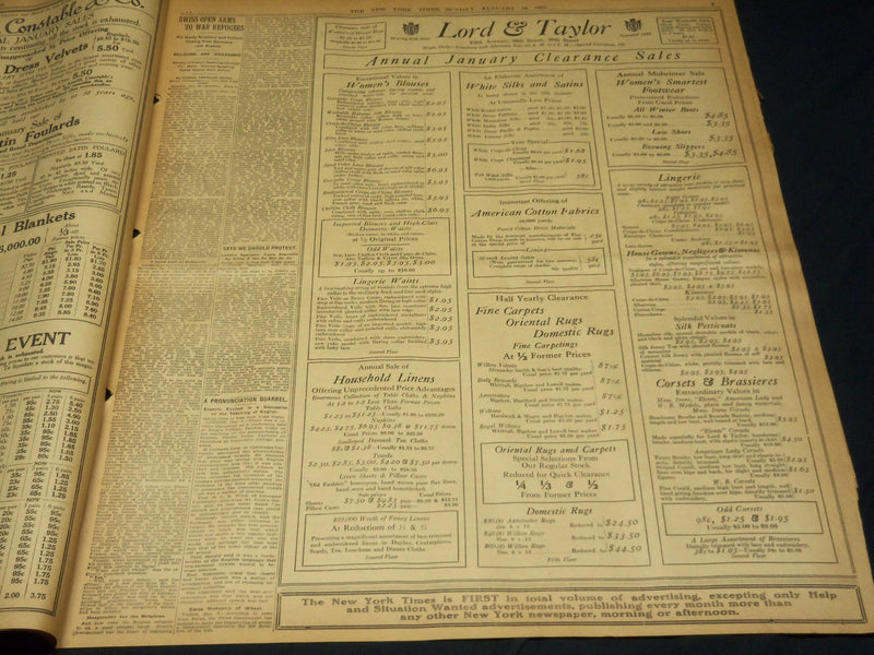 1915 JANUARY 10 NEW YORK TIMES - WILSON'S HAT IN RING - NT 7820