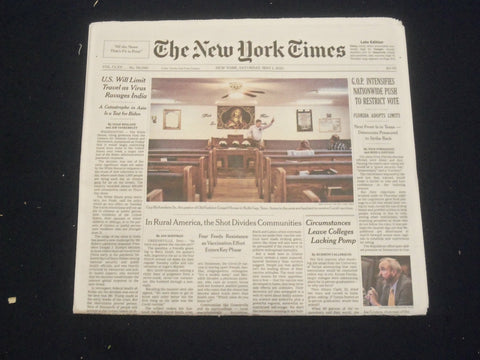 2021 MAY 1 NEW YORK TIMES - G.O.P. INTENSIFIES NATIONWIDE PUSH TO RESTRICT VOTE