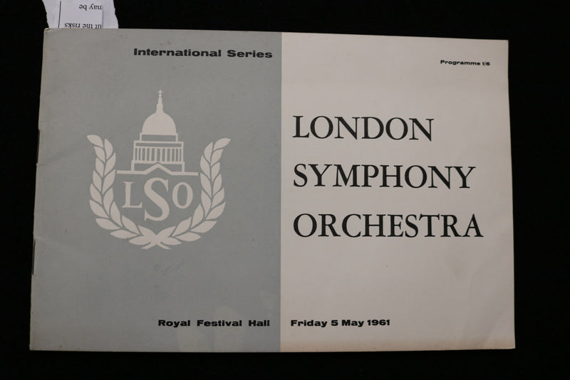 1961 MAY 5 & 22 LONDON SYMPHONY ORCHESTRA PROGRAMS - LOT OF 2 - K 1911