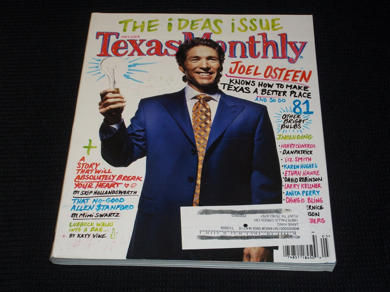 2009 MAY TEXAS MONTHLY MAGAZINE - JOEL OSTEEN FRONT COVER - E 7600
