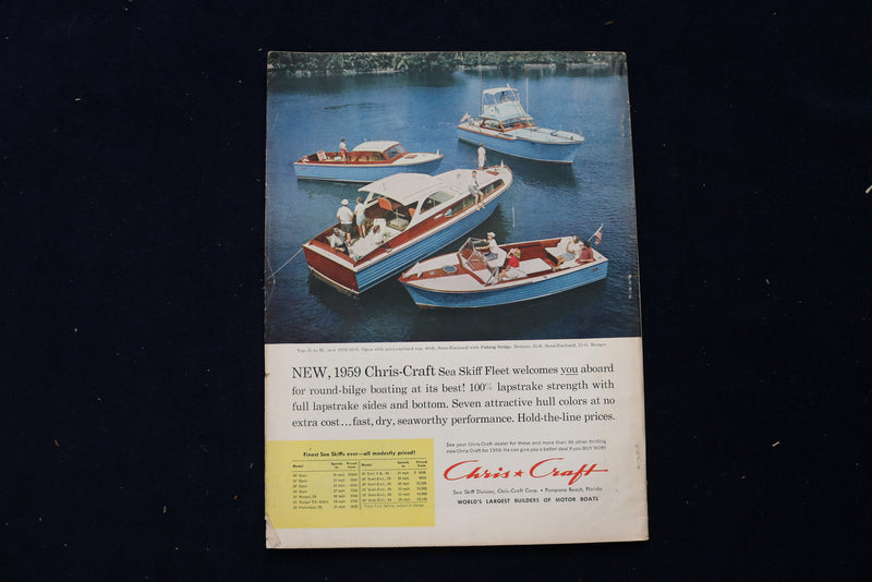 1958 NOVEMBER MOTOR BOATING MAGAZINE - AN ILLUSTRATED BOAT COVER - E 11717