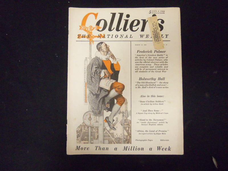 1919 MARCH 22 COLLIER'S MAGAZINE - FREDERICK PALMER - HOLWORTHY HALL - ST 3925