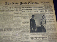 1942 JULY 16 NEW YORK TIMES - BRITISH HOLD NEW AXIS DRIVE IN EGYPT - NT 929
