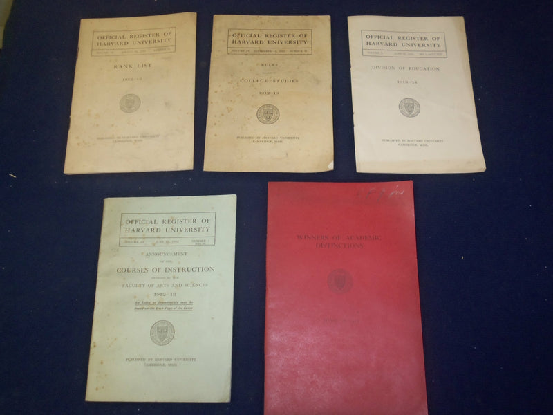 1912-1914 HARVARD UNIVERSTITY OFFICIAL REGISTER - LOT OF 5 - O 226J