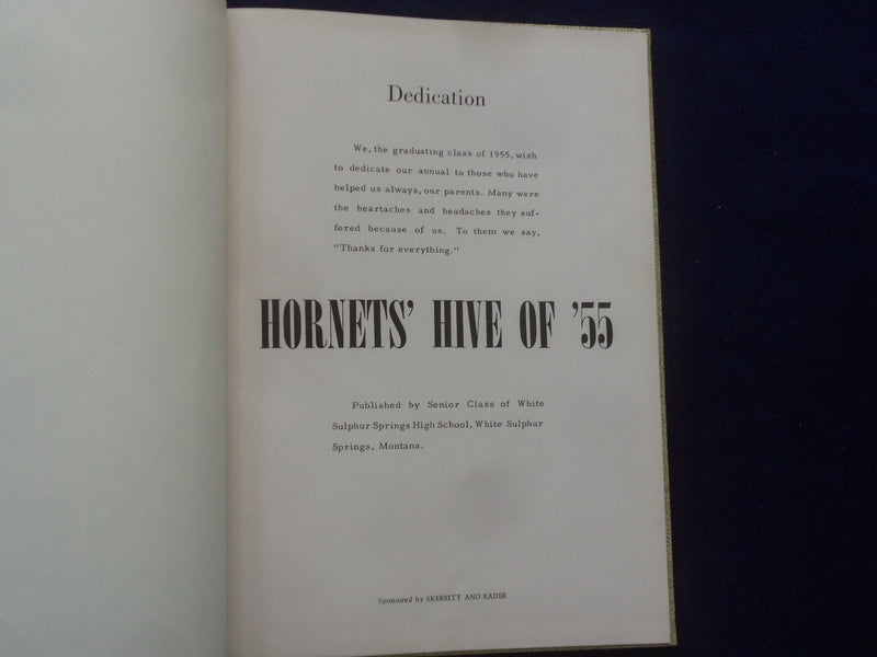 1955 THE HORNETS' HIVE WHITE SULPHUR SPRINGS (MT) HIGH SCHOOL YEARBOOK - YB 3224