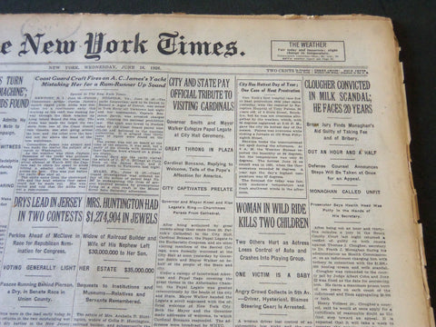 1926 JUNE 16 NEW YORK TIMES - CLOUGHER CONVICTED IN MILK SCANDAL - NT 5585