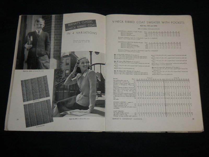1945 BERNAT'S HANDKNIT CLASSICS KNITTING MANUAL CATALOG - J 6740