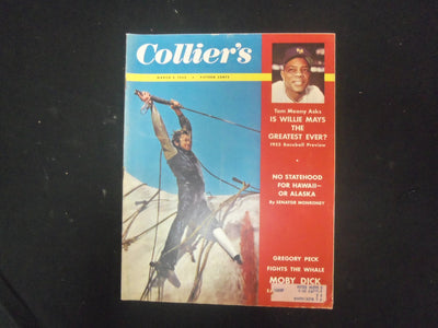 1955 MARCH 4 COLLIER'S MAGAZINE- GREGORY PECK FIGHTS THE WHALE MOBY DICK-ST 4526