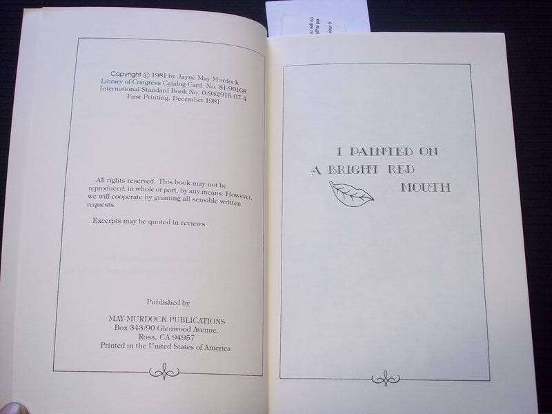 1981 I PAINTED ON A BRIGHT RED MOUTH SIGNED BOOK BY JAYNE MURDOCK - KD 7551