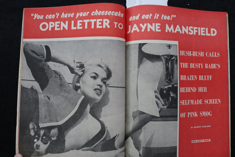 1958 JULY HUSH-HUSH MAGAZINE - JAYNE MANSFIELD COVER - E 10528