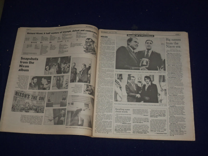 1991 APRIL 23 PHILADELPHIA DAILY NEWS - RICHARD NIXON DIED - 1913-1994 - NP 2994