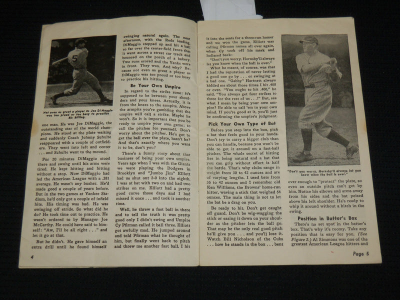 1940'S ROGERS HORNSBY HOW TO HIT AND PLAY THIRD BASE BOOK - J 6917