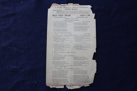 1898 OCTOBER 2 THE MILLS MEETINGS-HOLLIS STREET THEATRE - PROGRAM-BOSTON- K 1684