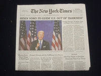 2020 AUGUST 21 NEW YORK TIMES - BIDEN VOWS TO GUIDE U.S. OUT OF 'DARKNESS'