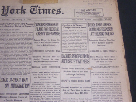 1920 DECEMBER 3 NEW YORK TIMES - BRICK AND LUMBER COMBINES EXPOSED - NT 6739