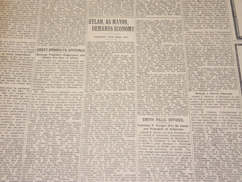 1918 JANUARY 2 NEW YORK TIMES - APPOINTMENTS BY MAYOR HYLAN - NT 7911