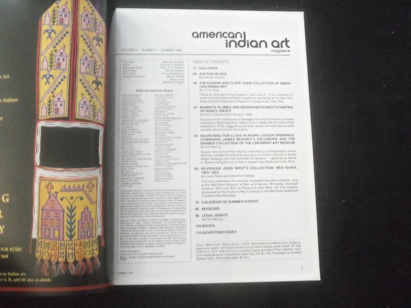 1996 SUMMER AMERICAN INDIAN ART MAGAZINE - VOLUME 21, NUMBER 3 - J 7839