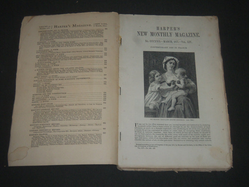 1877 HARPER'S MONTHLY MAGAZINE LOT OF 8 ISSUES - NICE ILLUSTRATIONS- WR 503