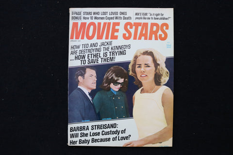 1970 JANUARY MOVIE STARS MAGAZINE - TED/JACKIE/ETHEL KENNEDY COVER - E 24180