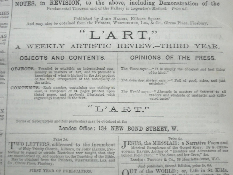 1877 THE ACADEMY WEEKLY REVIEW OF LITERATURE LOT OF 44 ISSUES - LONDON - O 2381