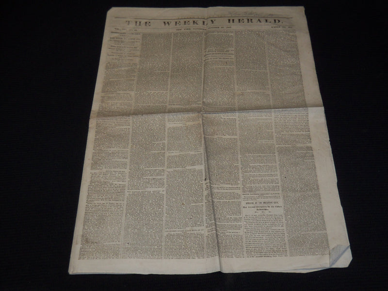 1852 OCTOBER 23 THE WEEKLY HERALD NEWSPAPER - BLACK WARRIOR - CRESCENT- NP 3878W