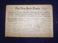 1944 AUG 6 NEW YORK TIMES - AMERICAN TANK COLUMN SMASHES INTO BREST - NP 6601