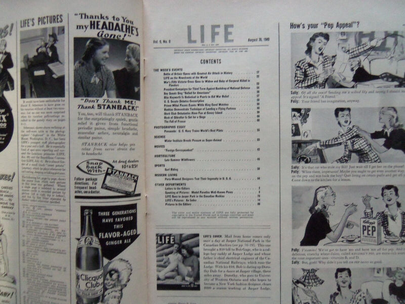 1940 AUGUST 26 LIFE MAGAZINE - COUPLE AT JASPER NATIONAL PARK - L 197