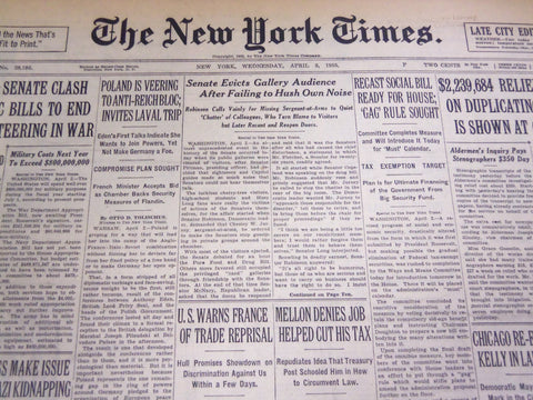 1935 APRIL 3 NEW YORK TIMES - SENATE EVICTS GALLERY AUDIENCE - NT 4903