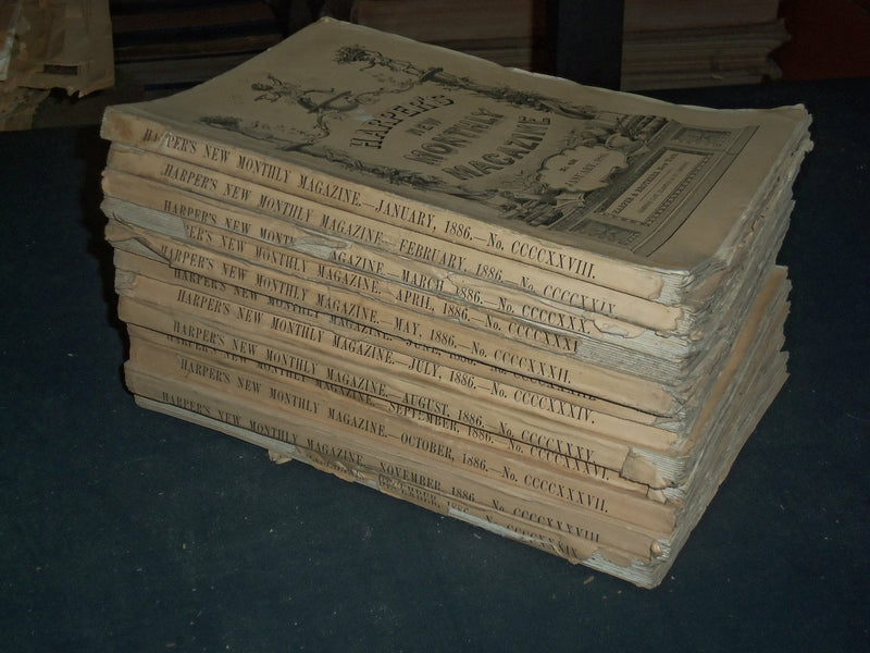 1886 HARPER'S MONTHLY MAGAZINE - LOT OF 12 - COMPLETE YEAR - WR 688A