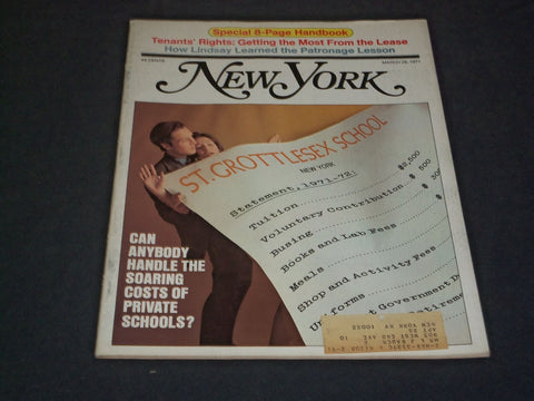1971 MARCH 29 NEW YORK MAGAZINE - THE SOARING COSTS OF PRIVATE SCHOOLS - SP 3740