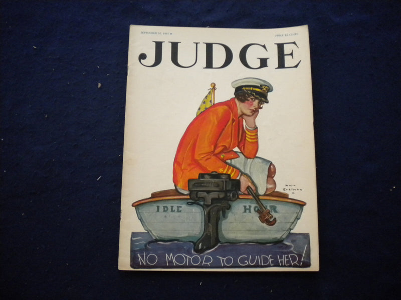 1927 SEPTEMBER 10 JUDGE MAGAZINE - NO MOTOR TO GUIDE HER! - B 436H
