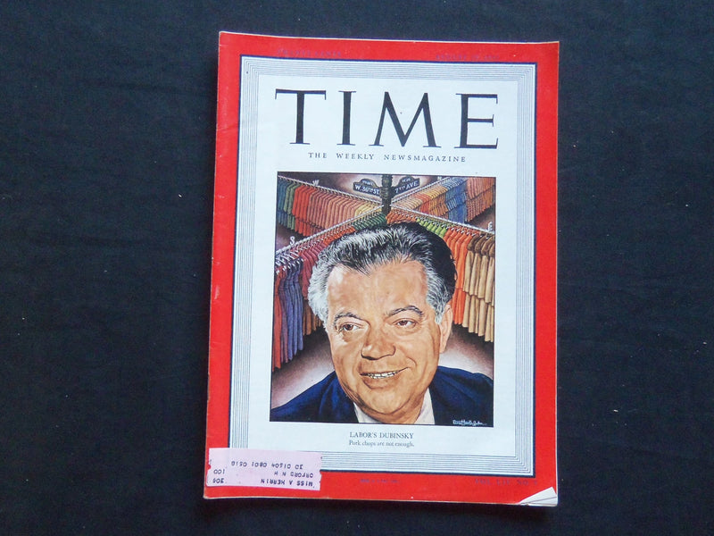 1949 AUGUST 29 TIME MAGAZINE - LABOR'S DAVID DUBINSKY - T 1189