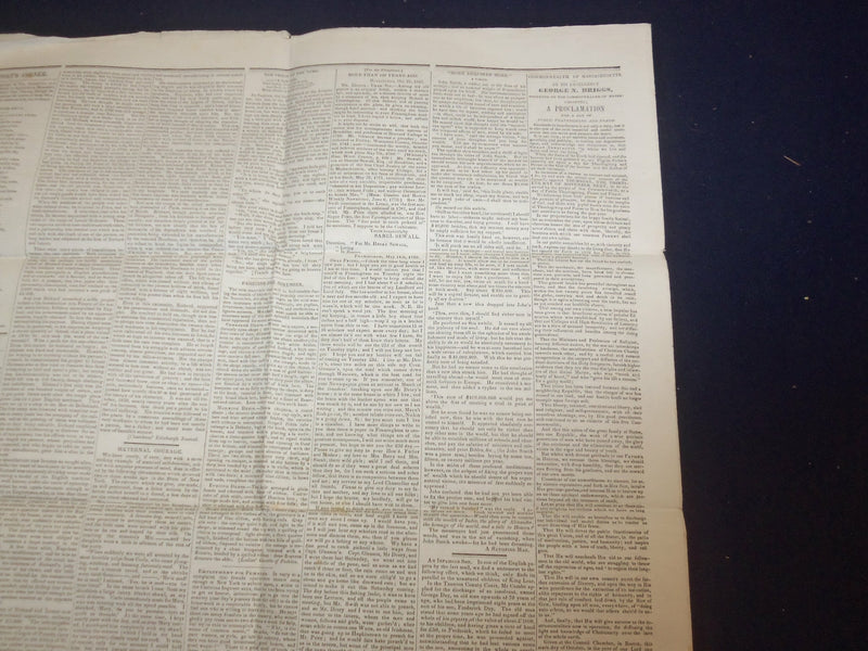 1848 NOVEMBER 11 MASSACHUSETTS PLOUGHMAN - TAYLOR ELECTED- THANKSGIVING- NP 5156